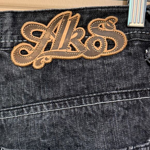 Vintage Akademiks Baggy Jeans Men 34x33 Black Embroidered Skater Grunge - Picture 8 of 12